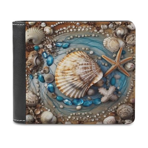 QMNRTK Shell Art Geldbörse aus Leder für Herren und Damen, RFID-blockierend, extra Kapazität, ultrastarke Nähte, schlanke Geldscheinfach mit 8 Kartenfächern, Stil, Einheitsgröße, Stil:, Einheitsgröße von QMNRTK