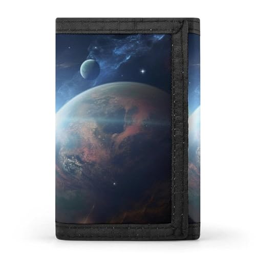 QMNRTK Space Star dreifach gefaltete Geldbörse, schlanke Brieftasche, personalisierbar, RFID-blockierend, für Damen und Herren, Einheitsgröße, Stil:, Einheitsgröße von QMNRTK