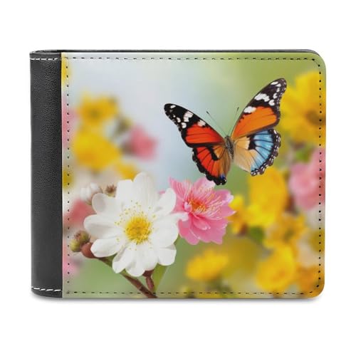 QMNRTK Spring Butterfly Geldbörse aus Leder für Herren und Damen, RFID-blockierend, extra Kapazität, ultrastarke Nähte, schlanke Geldscheinfach mit 8 Kartenfächern, Stil, Einheitsgröße, Stil:, von QMNRTK