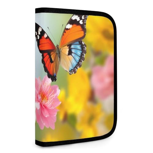 QMNRTK Spring Butterfly Multifunktions-Geldbörse für Ausweis, Stronghold Waltlet, Kreditkartenhalter, Geldbörse, Reißverschluss, Lederetui, RFID-blockierend, Bifold Wallet für Männer und Frauen, Stil, von QMNRTK