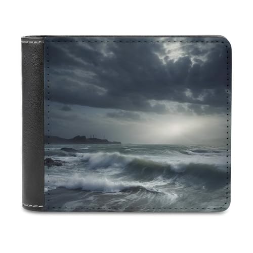 QMNRTK Stormy Sea Ledergeldbörse für Herren und Damen, RFID-blockierend, extra Kapazität, ultrastarke Nähte, schlanke Geldscheinfach mit 8 Kartenfächern, Stil, Einheitsgröße, Stil:, Einheitsgröße von QMNRTK