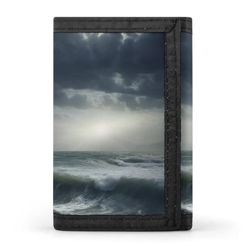 QMNRTK Stormy Sea dreifach gefaltete Geldbörse, schmale Geldbörse, personalisierbar, RFID-blockierend, für Damen und Herren, Einheitsgröße, Stil:, Einheitsgröße von QMNRTK