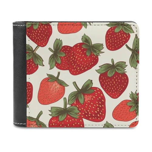 QMNRTK Strawberry Ledergeldbörse für Herren und Damen, RFID-blockierend, extra Kapazität, ultrastarke Nähte, schlanke Geldscheinfach mit 8 Kartenfächern, Stil, Einheitsgröße, Stil:, Einheitsgröße von QMNRTK