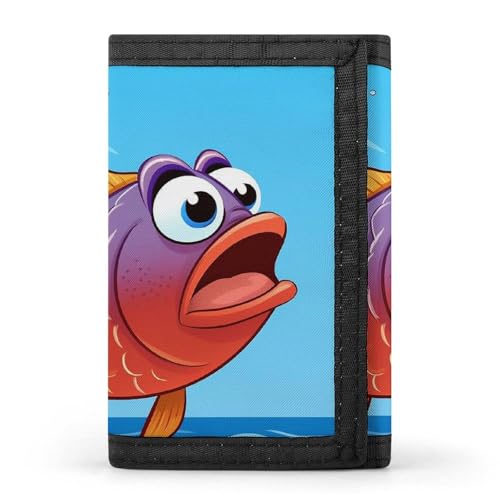 QMNRTK Talking Fish dreifach gefaltete Geldbörse, schlanke Geldbörse, personalisierbar, RFID-blockierend, für Damen und Herren, Einheitsgröße, Stil:, Einheitsgröße von QMNRTK