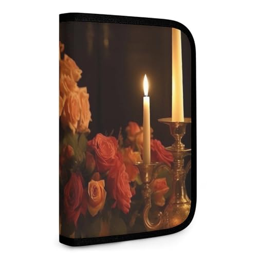 QMNRTK There Are Roses on The Table Multifunktionale, kompakte Brieftasche, Ausweis, Stronghold Waltlet, Kreditkartenhalter, Geldbörse, Reißverschluss, Ledertasche, RFID-blockierend, Bifold Wallet für von QMNRTK