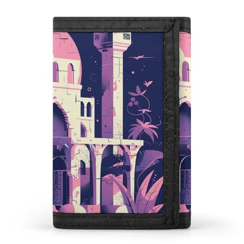 QMNRTK Traditionelle Architektur, dreifach gefaltete Geldbörse, schlanke Brieftasche, personalisierbar, RFID-blockierend, für Damen und Herren, Einheitsgröße, Stil:, Einheitsgröße von QMNRTK