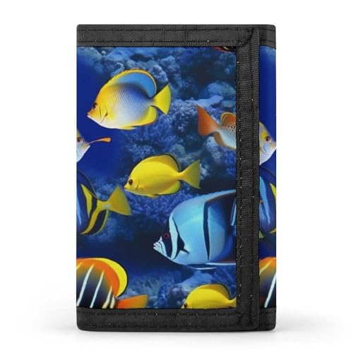 QMNRTK Tropische Fische, dreifach gefaltete Geldbörse, schlanke Brieftasche, personalisierbar, RFID-blockierend, für Damen und Herren, Einheitsgröße, Stil:, Einheitsgröße von QMNRTK