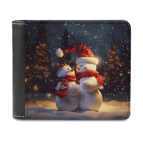 QMNRTK Weihnachts-Geldbörse aus Leder mit Schneemann-Motiv, für Herren und Damen, RFID-blockierend, extra Kapazität, ultrastarke Nähte, schlanke Geldscheinfach mit 8 Kartenfächern, Stil, von QMNRTK