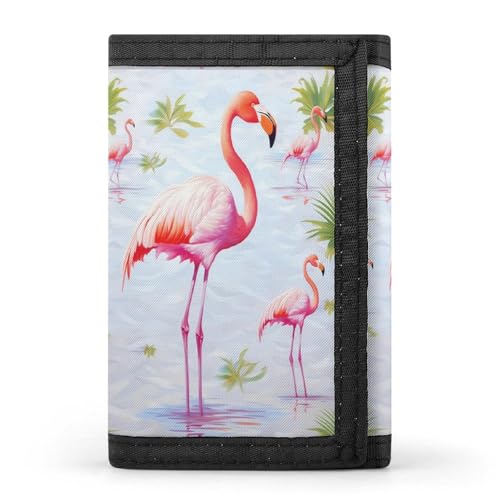 QMNRTK Weiße Flamingo-Geldbörse, dreifach gefaltet, schmal, personalisierbar, RFID-blockierend, für Damen und Herren, Einheitsgröße, Stil:, Einheitsgröße von QMNRTK