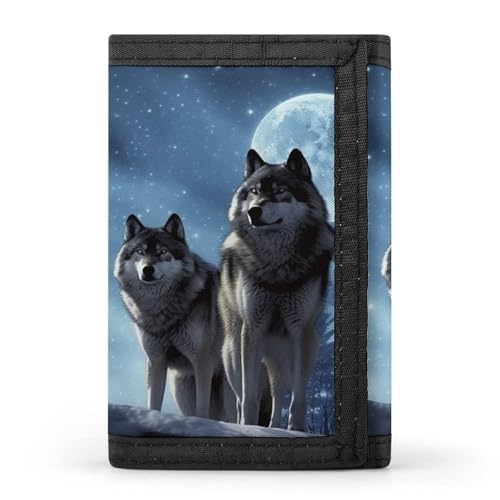 QMNRTK Wolfs dreifach gefaltete Geldbörse, schmale Geldbörse, personalisierbar, RFID-blockierend, für Damen und Herren, Einheitsgröße, Stil:, Einheitsgröße von QMNRTK