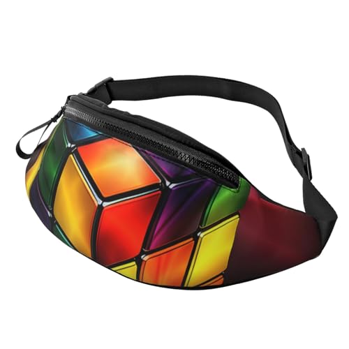 Bauchtasche für Damen, Mem Fashion Waist Packs Crossbody Magic Cube ​Puzzle Gürteltasche mit verstellbarem Gurt Hüfttasche, Schwarz, Einheitsgröße, Schwarz , Einheitsgröße von QMNSEHF