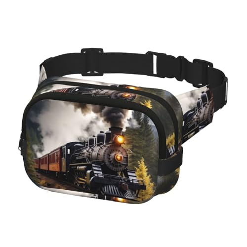 Bauchtasche für Damen und Herren, Gürteltasche, Dampfzug, Hüfttaschen mit verstellbaren Trägern, Brusttasche, Reise-Umhängetasche, Schwarz, Einheitsgröße, Schwarz , Einheitsgröße von QMNSEHF