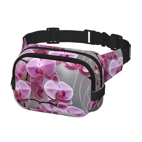 Bauchtasche für Damen und Herren, Gürteltasche, Orchideenblume, mit verstellbaren Trägern, Brusttasche, Reise-Umhängetasche, Schwarz, Einheitsgröße, Schwarz , Einheitsgröße von QMNSEHF