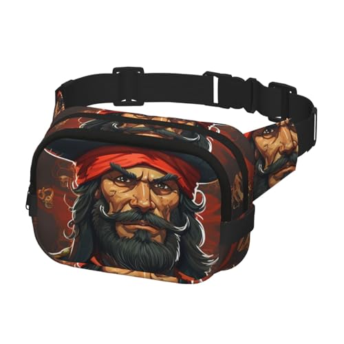 Bauchtasche für Damen und Herren, Gürteltasche, Piratenkapitän, mit verstellbaren Trägern, Brusttasche, Reise-Umhängetasche, Schwarz, Einheitsgröße, Schwarz , Einheitsgröße von QMNSEHF