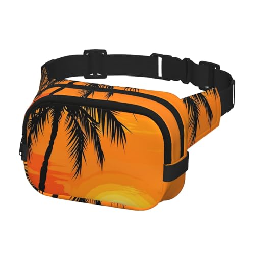 Bauchtasche für Damen und Herren, Gürteltasche, Sonnenuntergang, Palme, Hüfttasche mit verstellbaren Trägern, Brusttasche, Reise-Umhängetasche Bauchtasche für Damen und Herren, Gürteltasche, Sonnenuntergang, Palme, Hüfttasche mit verstellbaren Trägern, Brusttasche, Reise-Umhängetasche von QMNSEHF