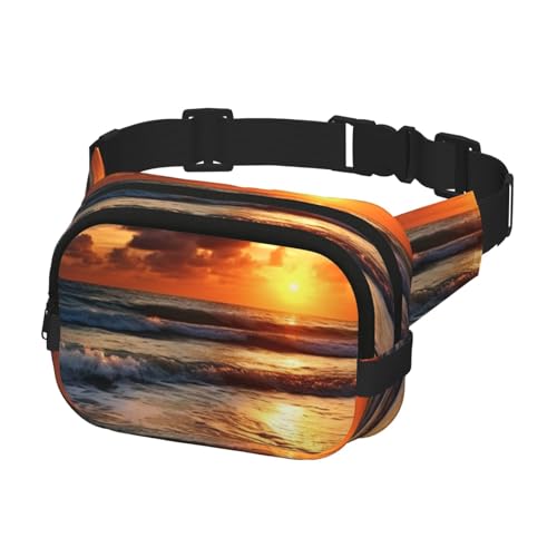 Bauchtasche für Damen und Herren, Gürteltasche, Strand, Sonnenaufgang, Hüfttasche mit verstellbaren Trägern, Brusttasche, Reise-Umhängetasche, Schwarz, Einheitsgröße, Schwarz , Einheitsgröße von QMNSEHF
