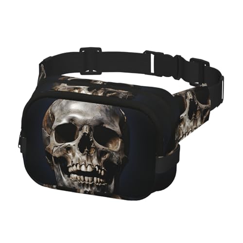 Bauchtasche für Damen und Herren, Gürteltasche, Totenkopf-Gürteltasche mit verstellbaren Trägern, Brusttasche, Reise-Umhängetasche, Schwarz, Einheitsgröße, Schwarz , Einheitsgröße von QMNSEHF