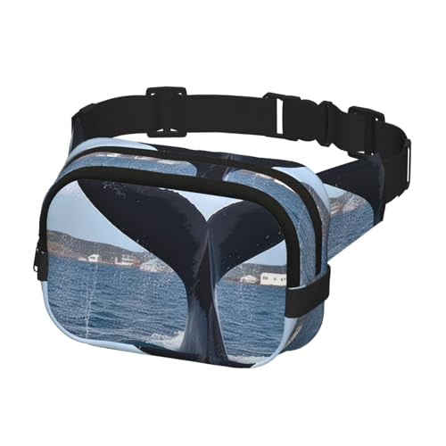 Bauchtasche für Damen und Herren, Gürteltasche, Walschwanz, Hüfttaschen mit verstellbaren Trägern, Brusttasche, Reise-Umhängetasche, Schwarz, Einheitsgröße, Schwarz , Einheitsgröße von QMNSEHF
