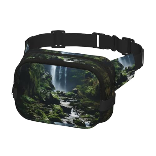 Bauchtasche für Damen und Herren, Gürteltasche, Wasserfall-Klippe, Hüfttasche mit verstellbaren Trägern, Brusttasche, Reise-Umhängetasche, Schwarz, Einheitsgröße, Schwarz , Einheitsgröße von QMNSEHF