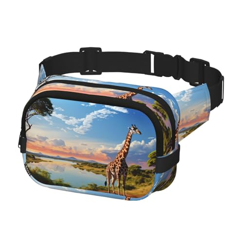 Bauchtasche für Damen und Herren, Gürteltasche, afrikanische Landschaft mit Nil und Giraffe, Hüfttaschen mit verstellbaren Riemen, Brusttasche, Reise-Crossbody-Tasche Bauchtasche für Damen und Herren, Gürteltasche, afrikanische Landschaft mit Nil und Giraffe, Hüfttaschen mit verstellbaren Riemen, Brusttasche, Reise-Crossbody-Tasche von QMNSEHF