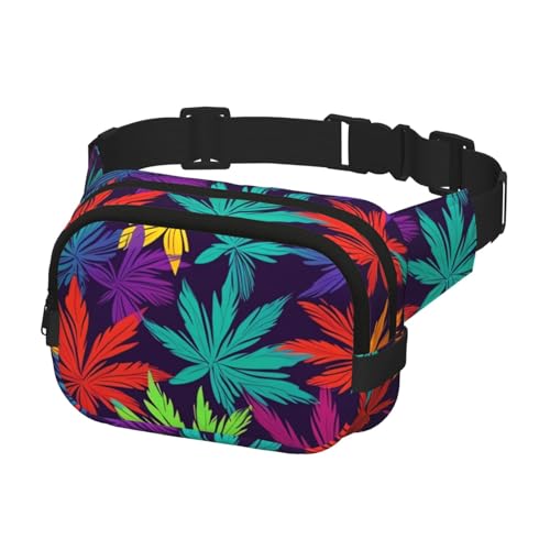 Bauchtasche für Damen und Herren, Gürteltasche, buntes Unkrautmuster, Hüfttasche mit verstellbaren Trägern, Brusttasche, Reise-Umhängetasche, Schwarz, Einheitsgröße, Schwarz , Einheitsgröße von QMNSEHF