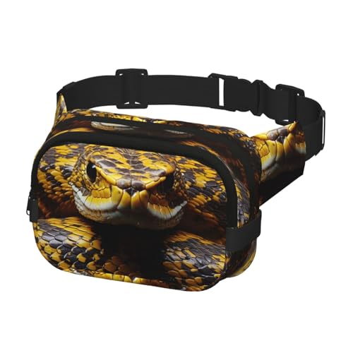 Bauchtasche für Damen und Herren, Gürteltasche, gelbe Schlange, Hüfttasche mit verstellbaren Trägern, Brusttasche, Reise-Umhängetasche, Schwarz, Einheitsgröße, Schwarz , Einheitsgröße von QMNSEHF