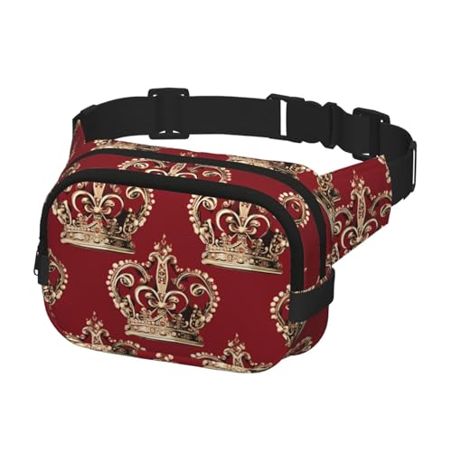 Bauchtasche für Damen und Herren, Gürteltasche, rote Krone, Hüfttasche mit verstellbaren Trägern, Brusttasche, Reise-Umhängetasche, Schwarz, Einheitsgröße, Schwarz , Einheitsgröße von QMNSEHF
