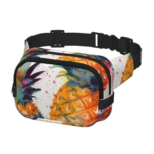 Bauchtasche für Damen und Herren, Gürteltasche, tropische Früchte, Aquarell, Ananas, mit verstellbaren Trägern, Brusttasche, Reise-Umhängetasche Bauchtasche für Damen und Herren, Gürteltasche, tropische Früchte, Aquarell, Ananas, mit verstellbaren Trägern, Brusttasche, Reise-Umhängetasche von QMNSEHF