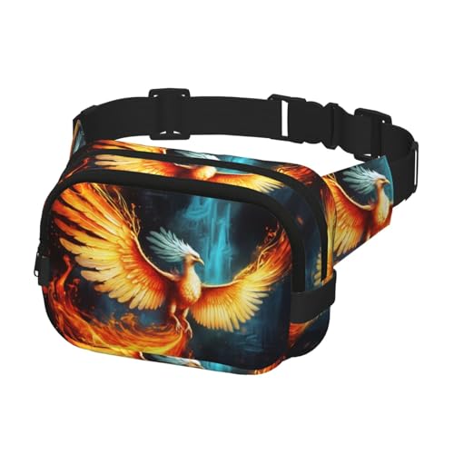 Bauchtasche für Damen und Herren, schöne Phönix-Hüfttasche mit verstellbaren Trägern, Brusttasche, Reise-Umhängetasche, Schwarz, Einheitsgröße, Schwarz , Einheitsgröße von QMNSEHF