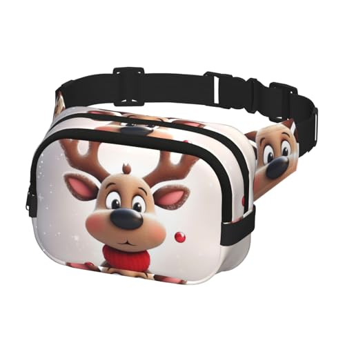 Gürteltasche für Damen und Herren, niedliches Weihnachts-Rentier, Hüfttasche mit verstellbaren Trägern, Brusttasche, Reise-Umhängetasche, Schwarz, Einheitsgröße, Schwarz , Einheitsgröße von QMNSEHF
