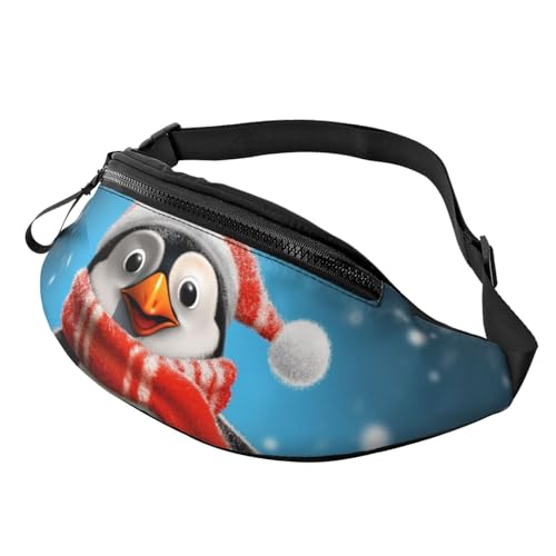Mem Fashion Bauchtasche für Damen, Umhängetasche, Weihnachten, lustiger Pinguin-Gürteltasche mit verstellbarem Riemen, Schwarz, Einheitsgröße, Schwarz , Einheitsgröße von QMNSEHF