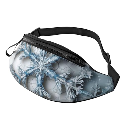 Mem Fashion Bauchtasche für Damen, Umhängetasche, transparent, Schneeflocken-Gürteltasche mit verstellbarem Riemen, Schwarz, Einheitsgröße, Schwarz , Einheitsgröße von QMNSEHF