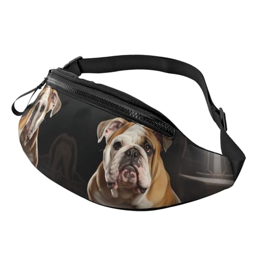 Mem Fashion Gürteltasche für Damen, Umhängetasche, englische Bulldogge, Gürteltasche mit verstellbarem Riemen, Schwarz, Einheitsgröße, Schwarz , Einheitsgröße von QMNSEHF
