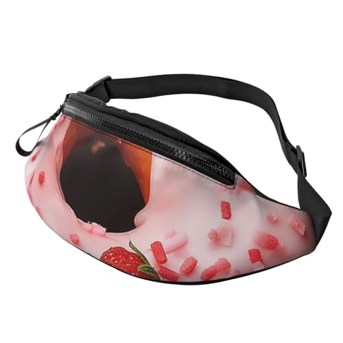 Mem modische Bauchtasche für Damen, Umhängetasche, Erdbeer-Donut-Gürteltasche mit verstellbarem Riemen von QMNSEHF
