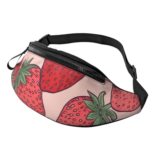 Mem modische Bauchtasche für Damen, Umhängetasche, Erdbeermuster, Gürteltasche mit verstellbarem Riemen, Schwarz, Einheitsgröße, Schwarz , Einheitsgröße von QMNSEHF