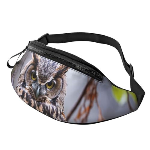 Mem modische Bauchtasche für Damen, Umhängetasche, Eule auf einem Ast, Gürteltasche mit verstellbarem Riemen, Schwarz, Einheitsgröße, Schwarz , Einheitsgröße von QMNSEHF