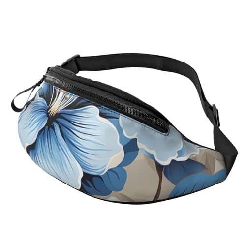 Mem modische Bauchtasche für Damen, Umhängetasche, Hibiskusblume, mit verstellbarem Riemen, Schwarz, Einheitsgröße, Schwarz , Einheitsgröße von QMNSEHF