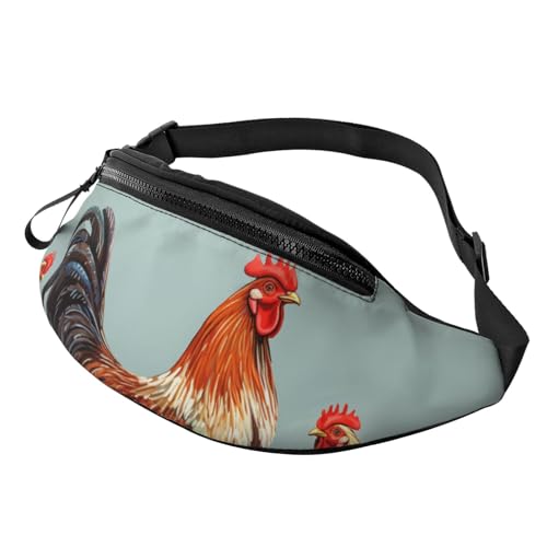Mem modische Bauchtasche für Damen, Umhängetasche, Huhn-Druck, Gürteltasche mit verstellbarem Riemen, Schwarz, Einheitsgröße, Schwarz , Einheitsgröße von QMNSEHF