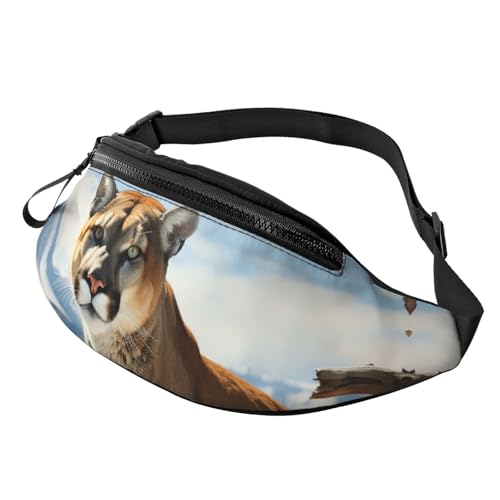 Mem modische Bauchtasche für Damen, Umhängetasche, Panther, Berglöwe, Gürteltasche mit verstellbarem Riemen, Schwarz, Einheitsgröße, Schwarz , Einheitsgröße von QMNSEHF