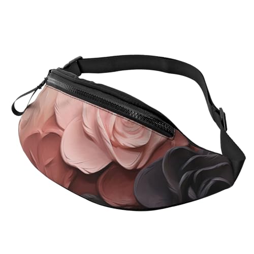 Mem modische Bauchtasche für Damen, Umhängetasche, Rosenfarben, Rouge und Schwarz, Gürteltasche mit verstellbarem Riemen, Schwarz, Einheitsgröße, Schwarz , Einheitsgröße von QMNSEHF