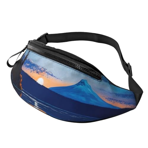 Mem modische Bauchtasche für Damen, Umhängetasche, Sonnenuntergang, mit verstellbarem Riemen, Schwarz, Einheitsgröße, Schwarz , Einheitsgröße von QMNSEHF