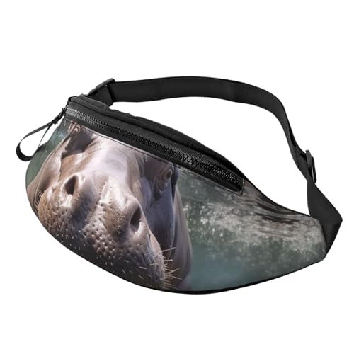 Mem modische Bauchtasche für Damen, Umhängetasche, Tauchen, Nilpferd, Gürteltasche mit verstellbarem Riemen, Schwarz, Einheitsgröße, Schwarz , Einheitsgröße von QMNSEHF