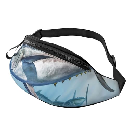 Mem modische Bauchtasche für Damen, Umhängetasche, Thunfisch, Thunnus, Gürteltasche mit verstellbarem Riemen, Schwarz, Einheitsgröße, Schwarz , Einheitsgröße von QMNSEHF