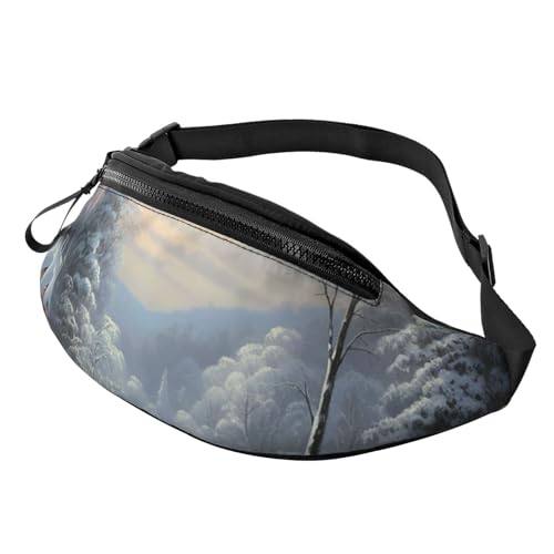 Mem modische Bauchtasche für Damen, Umhängetasche, Winter, Schneeszene, Gürteltasche mit verstellbarem Riemen, Schwarz, Einheitsgröße, Schwarz , Einheitsgröße von QMNSEHF