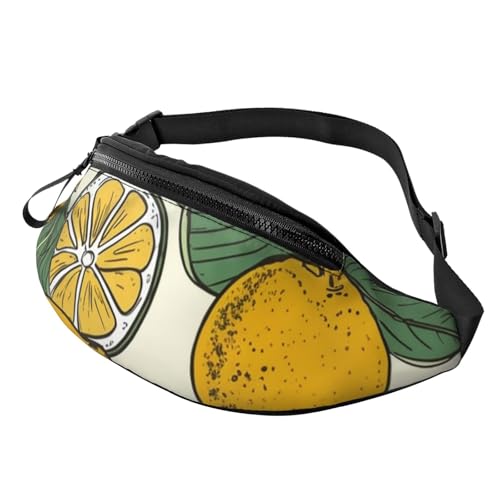 Mem modische Bauchtasche für Damen, Umhängetasche, Zitronenfrucht-Muster, Gürteltasche mit verstellbarem Riemen, Schwarz, Einheitsgröße, Schwarz , Einheitsgröße von QMNSEHF