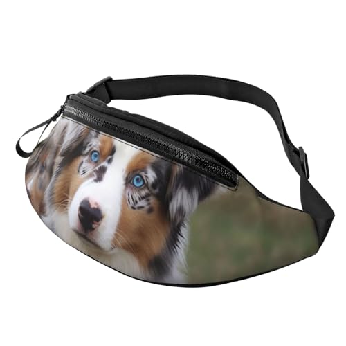 Mem modische Bauchtasche für Damen, Umhängetasche, australischer Schäferhund, Gürteltasche mit verstellbarem Riemen, Schwarz, Einheitsgröße, Schwarz , Einheitsgröße von QMNSEHF