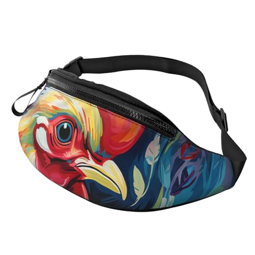 Mem modische Bauchtasche für Damen, Umhängetasche, bunt, Huhn-Gürteltasche mit verstellbarem Riemen, Schwarz, Einheitsgröße, Schwarz , Einheitsgröße von QMNSEHF