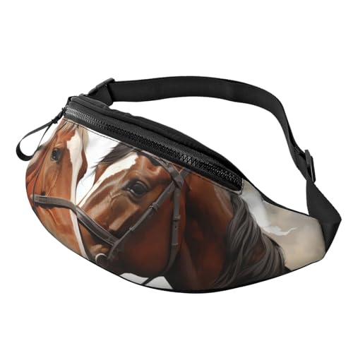 Mem modische Bauchtasche für Damen, Umhängetasche, für Paare, Pferde, Gürteltasche mit verstellbarem Riemen, Schwarz, Einheitsgröße, Schwarz , Einheitsgröße von QMNSEHF