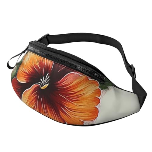 Mem modische Bauchtasche für Damen, Umhängetasche, handbemalte Blume, Gürteltasche mit verstellbarem Riemen von QMNSEHF