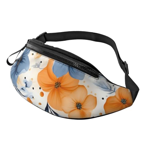 Mem modische Bauchtasche für Damen, Umhängetasche, mit verstellbarem Riemen, Blau und Orange, Einheitsgröße, Schwarz , Einheitsgröße von QMNSEHF